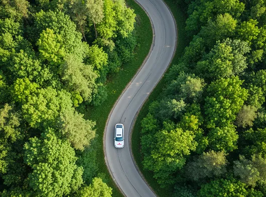 Estrada em área verde