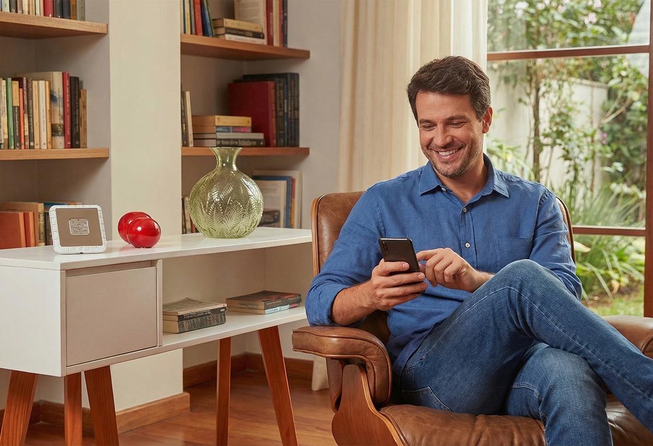 Pessoa usando o aplicativo My Verisure